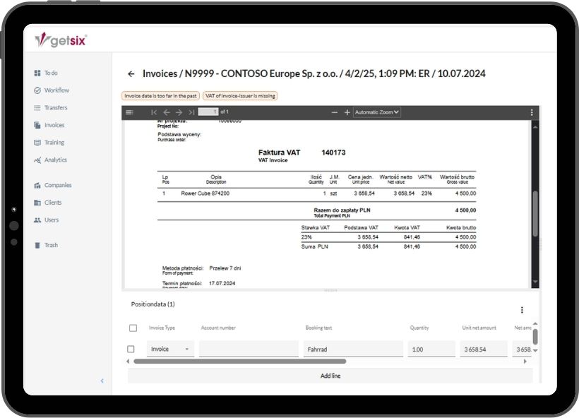 e-Service getsix® Customer Extranet
