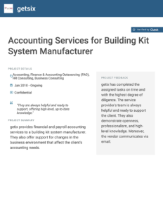 accounting services for buildingkit system manufacturer