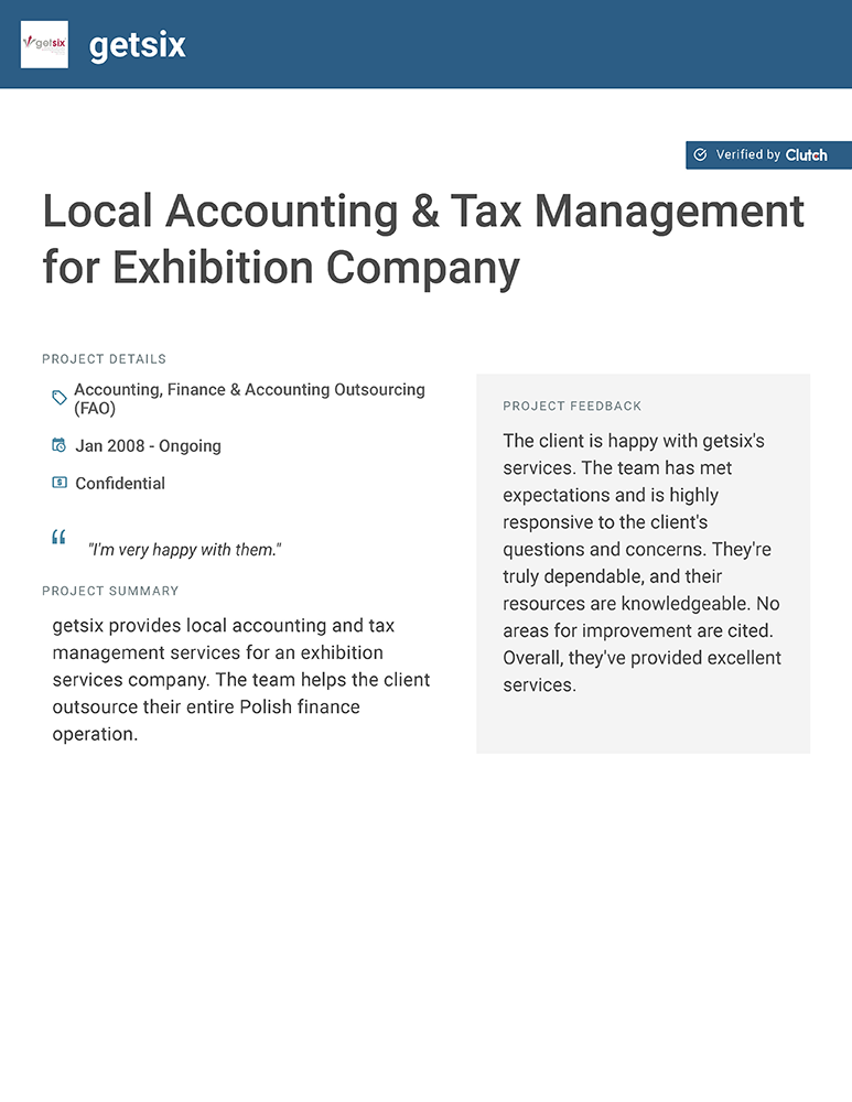 Local Accounting & Tax management for Exhibition Company