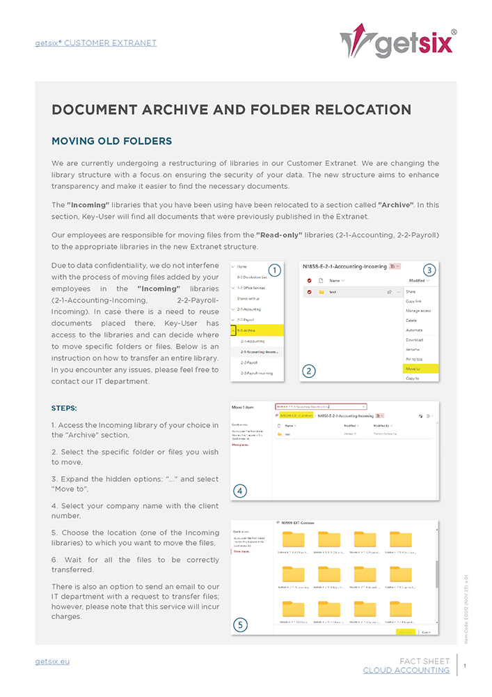 Factsheet Document archive and folder relocation