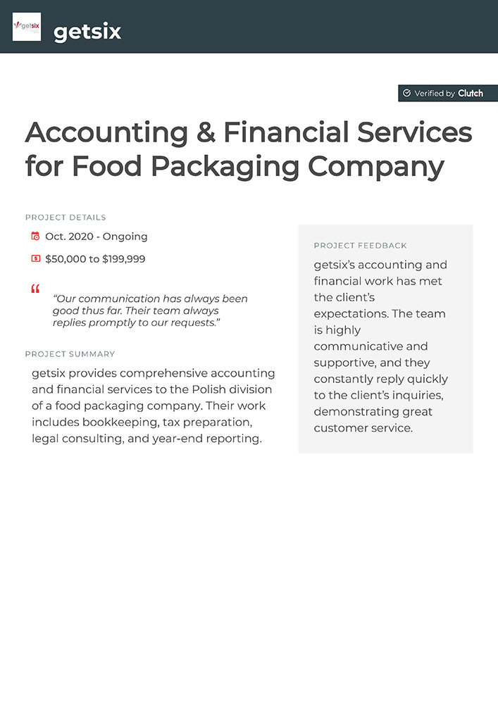 Accounting & Financial Services for Food Packaging Company