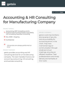 Accounting & HR Consulting for Manufacturing Company