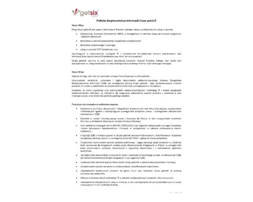 Polityka bezpieczenstwa informacji grupy getsix
