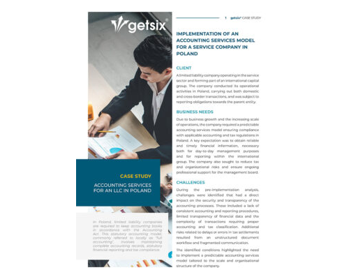 Implementation of an accounting services model for a service company in Poland