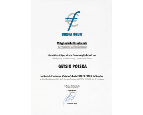 Certificate of Europa Forum e.V. Membership