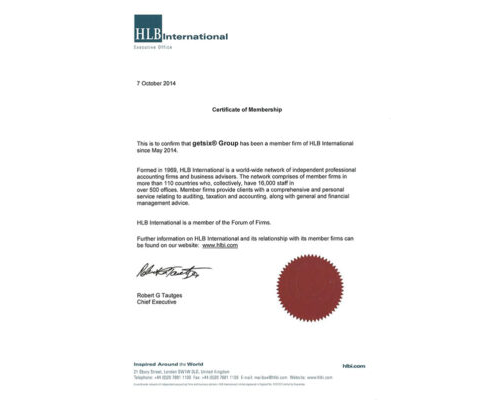 Certificate of HLB International Membership