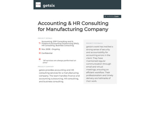 Accounting & HR Consulting for Manufacturing Company