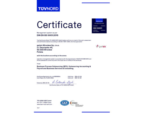 Certificate of ISO 9001