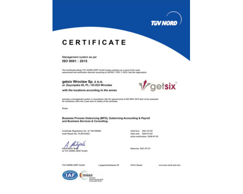 Certificate of ISO 9001