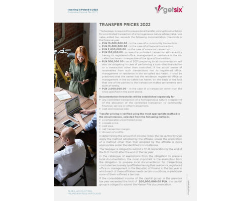 Transfer pricing - Investing in Poland 2022